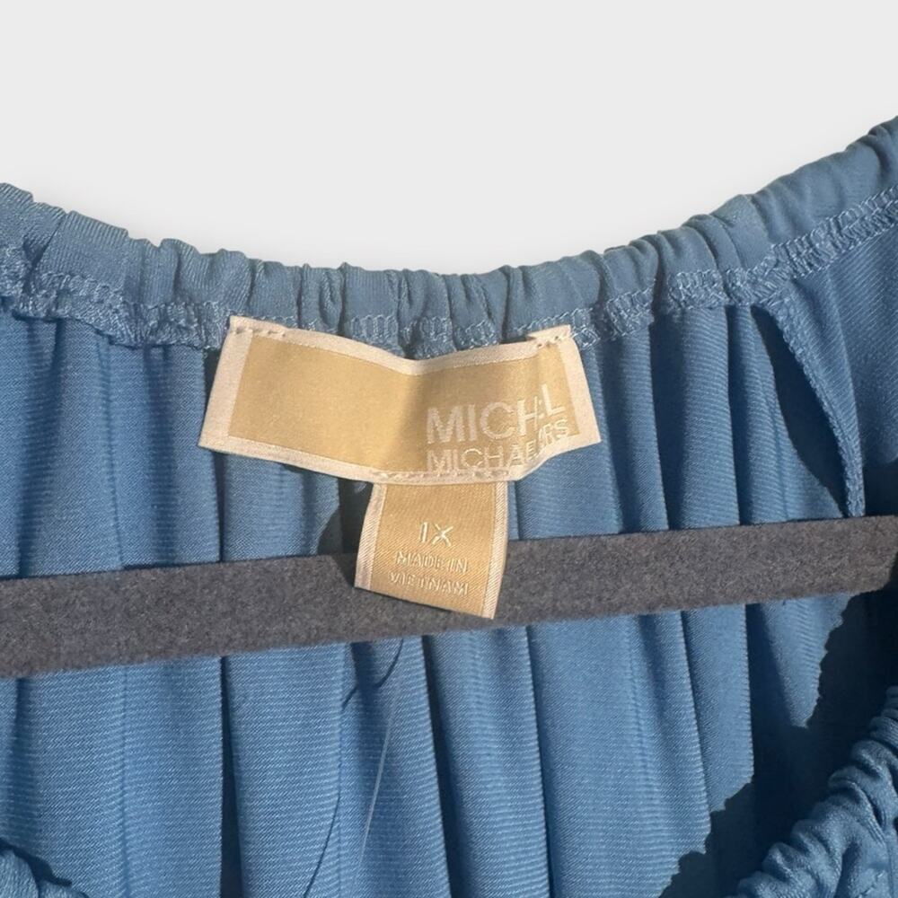 NEW MICHAEL Michael Kors Blue Peasant Keyhole Blouse, 1X - Picture 6 of 13
